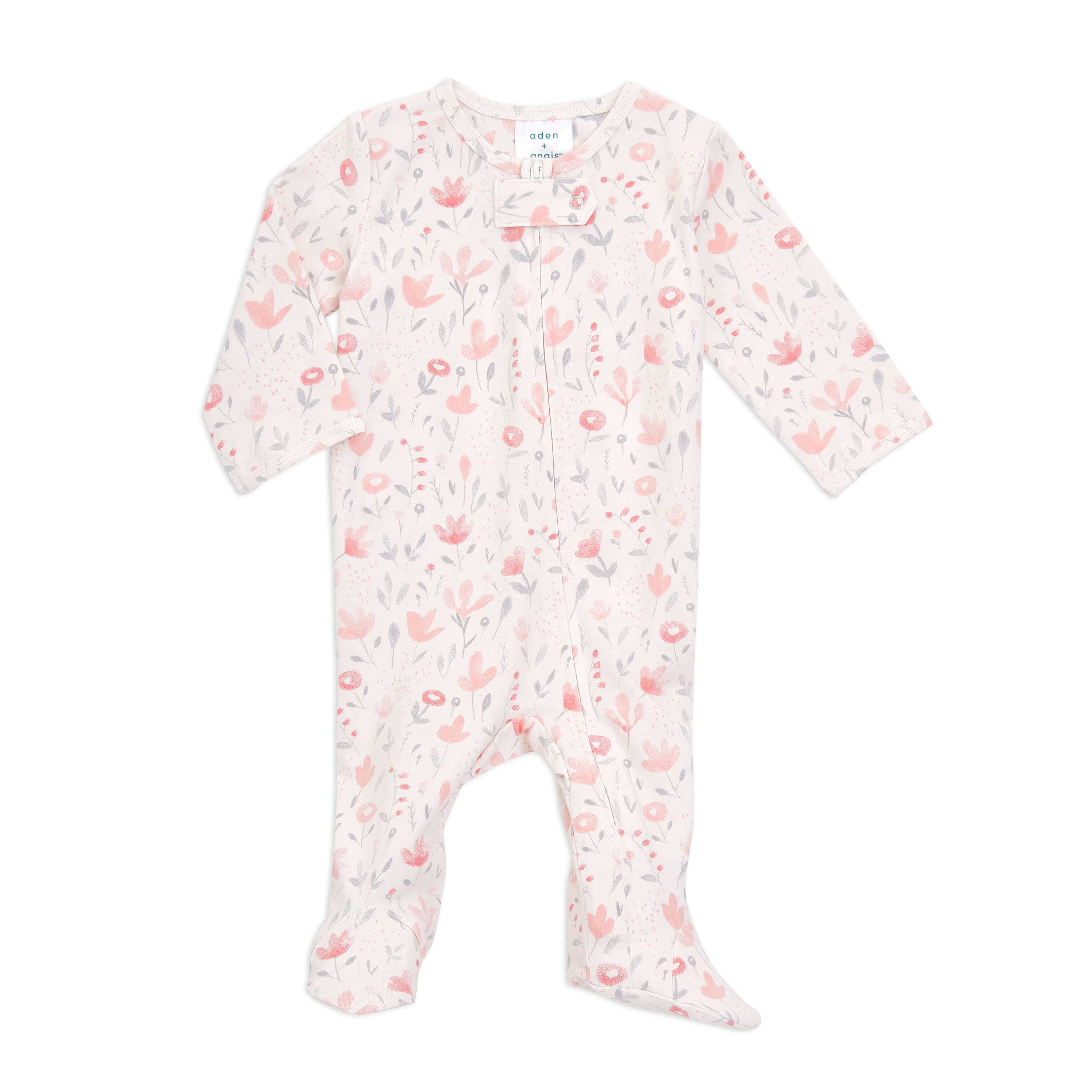 anais Snuggle Knit Baby Girl Long Sleeve Zipper 3-6M One-Piece Footed Sleeper aden Rosettes 